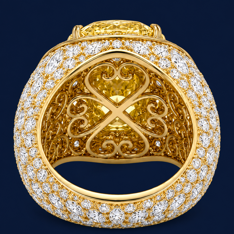 “Iced Out” Internal Yellow Diamond Ring