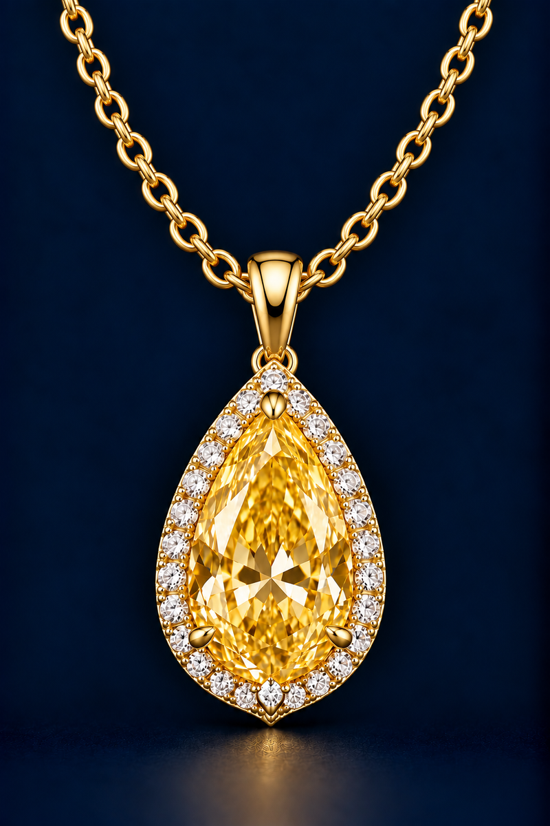 Pear Cut Yellow Eternity Diamond Pendant
