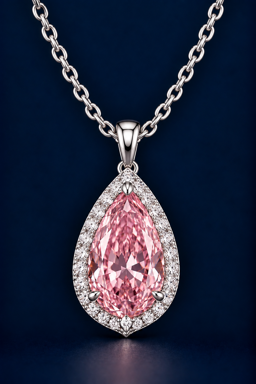 Pear Cut Pink Eternity Diamond Pendant