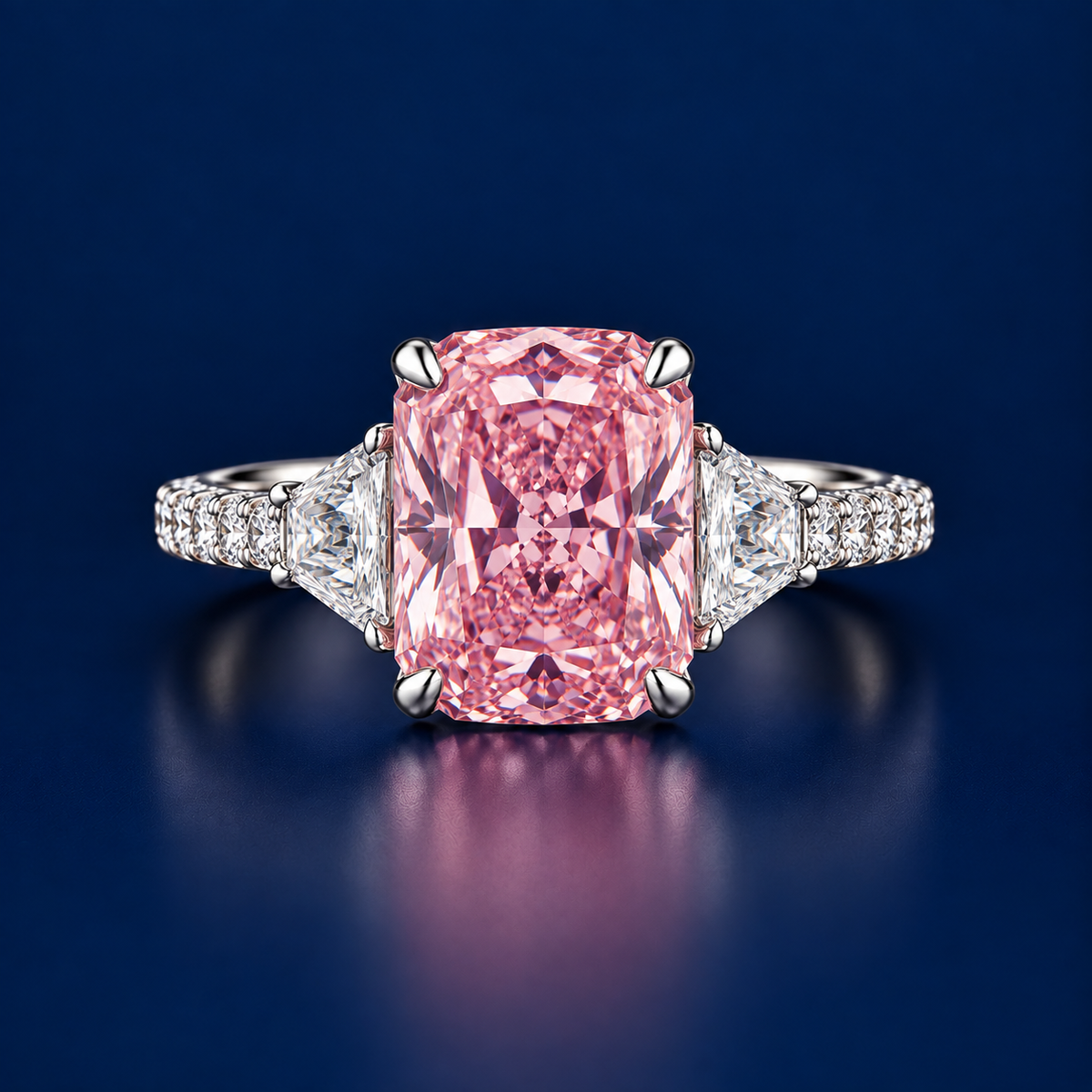 Pink Radiant Diamond Pavé Engagement Ring