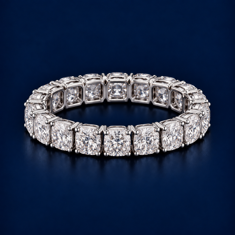 Cushion Cut Diamond Wedding Band