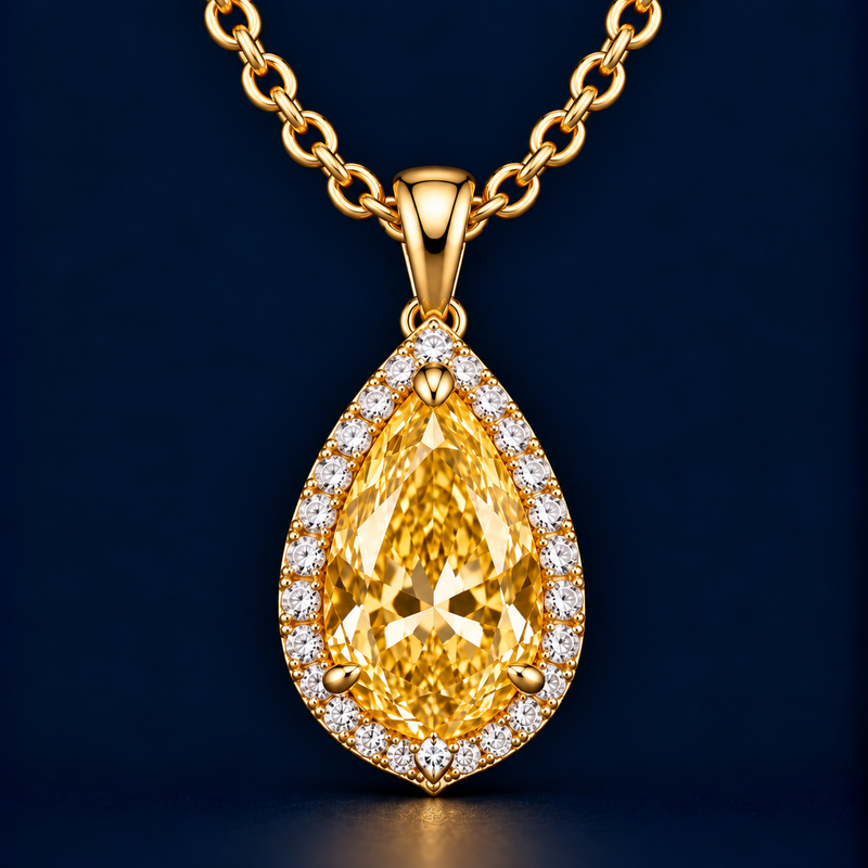 Pear Cut Yellow Eternity Diamond Pendant