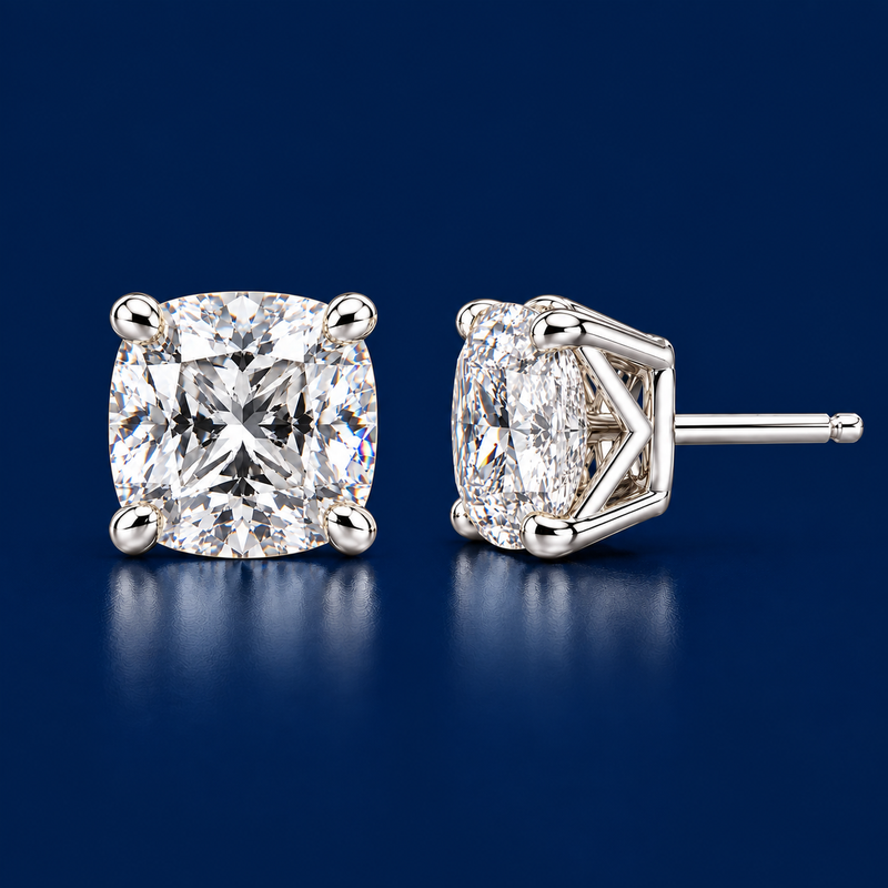 Cushion Diamond Stud