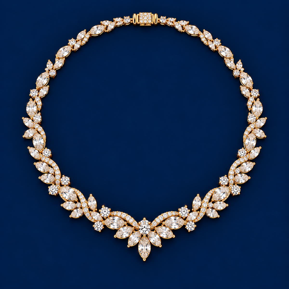 Diamond Flower Band Necklace