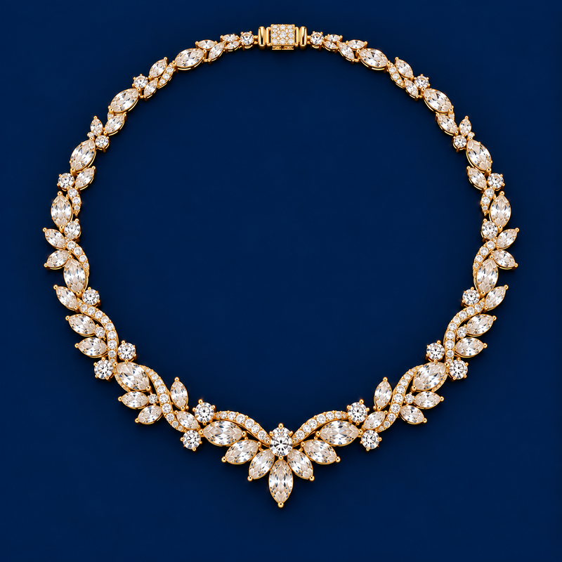Diamond Flower Band Necklace