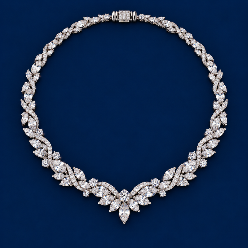 Diamond Flower Band Necklace